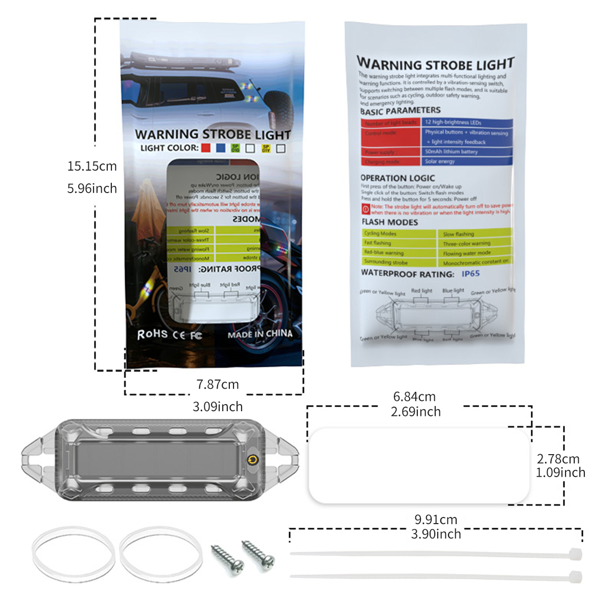 1pc Wireless LED Solar Powered - Sos Light Strobe review and price